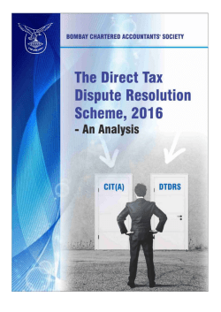 The Direct Tax Dispute Resolution Scheme 2016