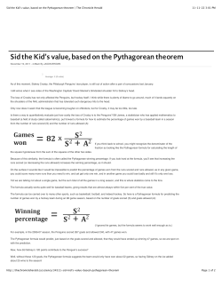 Sid the Kid`s value, based on the Pythagorean theorem