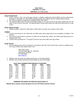 31 RACE WALK 1500 Meter on a track 5000 Meter on a road course