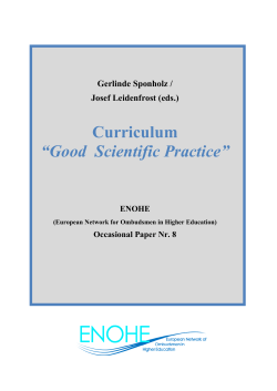 Curriculum “Good Scientific Practice” ENOHE