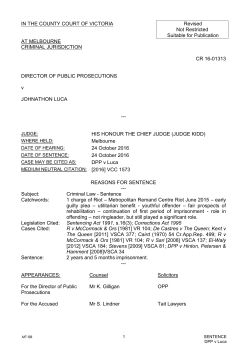 IN THE COUNTY COURT OF VICTORIA Revised Not Restricted