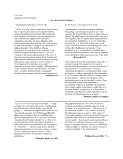 Founder`s View of the Presidency