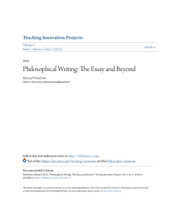 Philosophical Writing: The Essay and Beyond