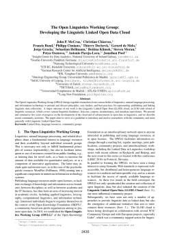 The Open Linguistics Working Group: Developing the Linguistic