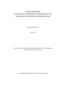 ON BEING INDECISIVE: FUNCTIONALIST ANTECEDENTS AND