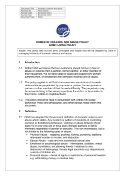 DOMESTIC VIOLENCE AND ABUSE POLICY ORBIT LIVING