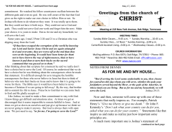 May 17, 2015 &ndash; As For Me - The church of Christ on New York