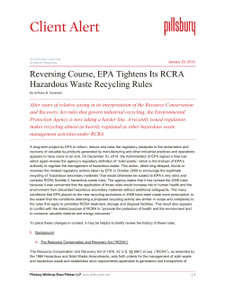Reversing Course, EPA Tightens Its RCRA Hazardous Waste