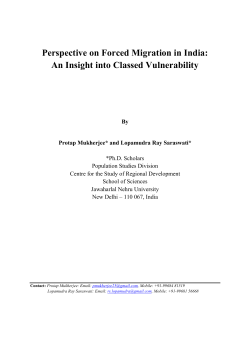 Perspective on Forced Migration in India: An Insight into
