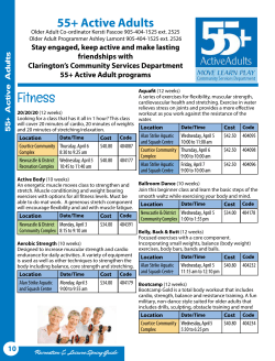 2017 Spring 55+ Active Adults Programming
