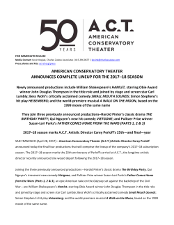 Complete Lineup for 2017&ndash;18 Season Announced