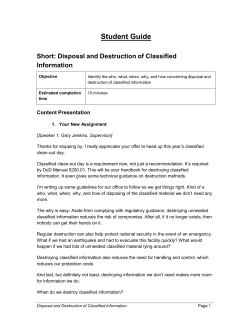 Disposal and Destruction of Classified Information