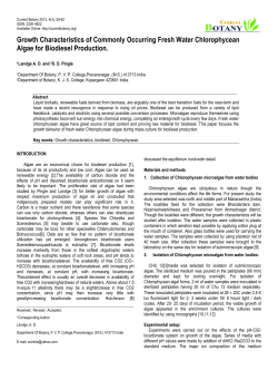 Growth Characteristics of Commonly Occurring Fresh Water