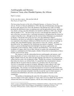 Autobiography and Memory - The Harriet Tubman Institute