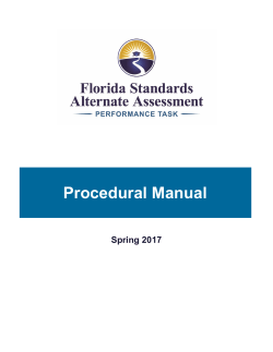 Spring 2017 FSAA—Performance Task Procedural Manual