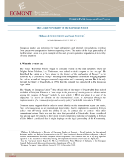 The Legal Personality of the European Union