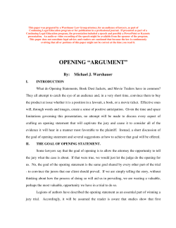 opening “argument” - Warshauer Law Group