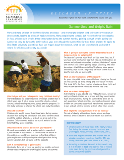 Summertime and Weight Gain - National Summer Learning