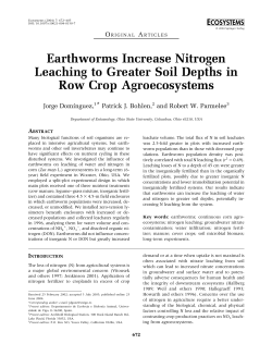 Earthworms Increase Nitrogen Leaching to Greater Soil Depths in