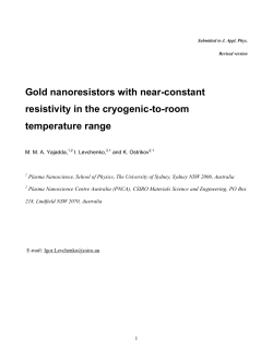 Gold nanoresistors with near-constant resistivity in the cryogenic