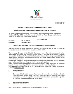 TARIFFS - Ekurhuleni Metropolitan Municipality