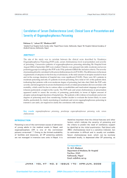 Correlation of Serum Cholinesterase Level, Clinical Score at