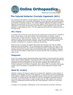 The Injured Anterior Cruciate Ligament (ACL)