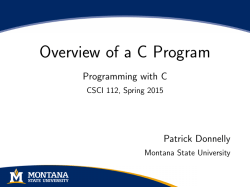 Overview of a C Program - Programming with C
