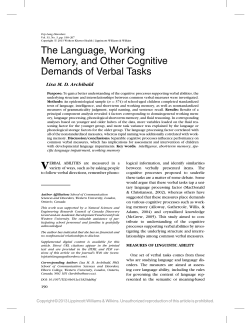 The Language, Working Memory, and Other Cognitive Demands of