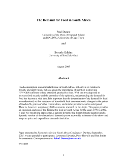 This study estimates a demand for food equation for South Africa