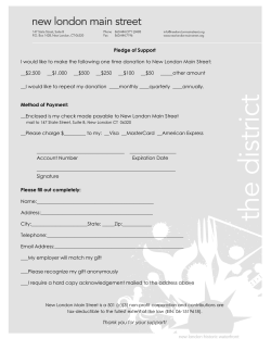 Pledge of Support I would like to make the following one time