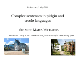 Complex sentences in pidgin and creole languages
