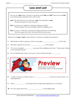 Loss and Lost - Super Teacher Worksheets