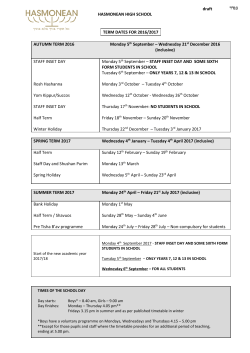 draft HASMONEAN HIGH SCHOOL TERM DATES FOR 2016/2017