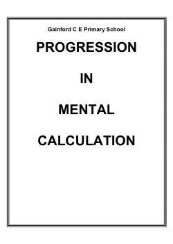 Maths Calculation - Gainford C of E Primary School