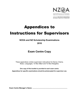 Appendices to Instructions for Supervisors