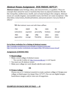 Abstract Nouns Assignment DUE FRIDAY, SEPT.5th