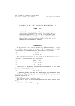 GEOMETRY OF PENTAGONAL QUASIGROUPS Stipe Vidak