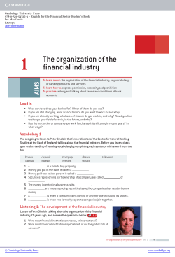The organization of the financial industry - Assets