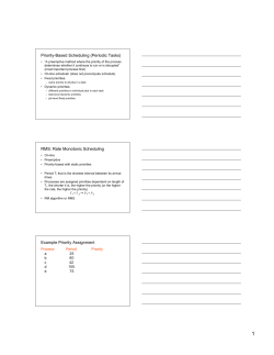 Priority-Based Scheduling (Periodic Tasks) RMS: Rate Monotonic