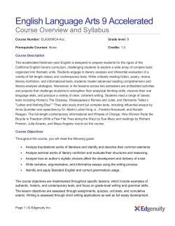 English Language Arts 9 Accelerated