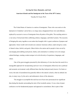 Schools and the Immigrant at the Turn of the 20th Century