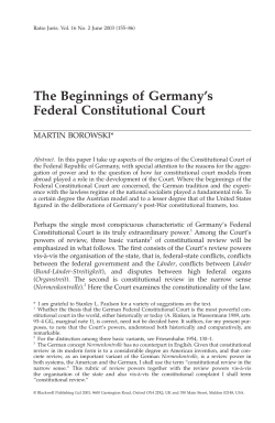 The Beginnings of Germany`s Federal Constitutional Court