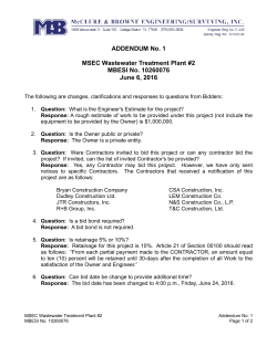 ADDENDUM No. 1 MSEC Wastewater Treatment Plant #2 MBESI