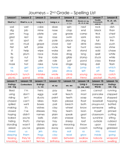 Journeys &ndash; 2nd Grade &ndash; Spelling List