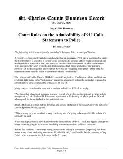 Court Rules on the Admissibility of 911 Calls, Statements to Police
