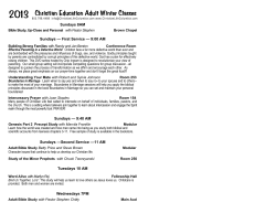 Christian Education Adult Winter Classes