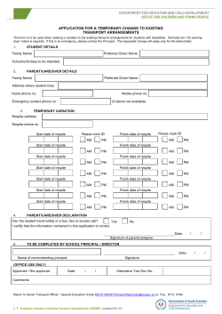 Application for a Temporary Change to Existing Transport