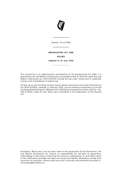 Number 18 of 2009 BROADCASTING ACT 2009 REVISED Updated