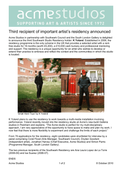 Third recipient of important artist residency announced